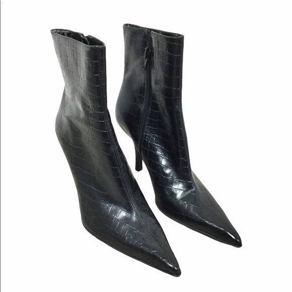Nine West Shoes - Nine West croc embossed pointed boots 6.5